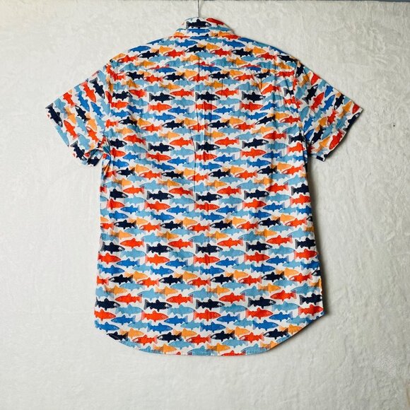J.Crew Men Size Medium Fish All Over Graphic Print Style AU528 Button Shirt - Picture 12 of 13